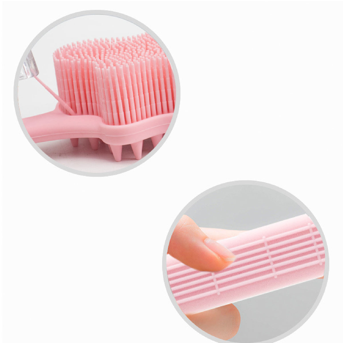Guitar Shaped Silicone Scrubber for Shower Dual Sides Body Scrubber Exfoliator with Long Handle