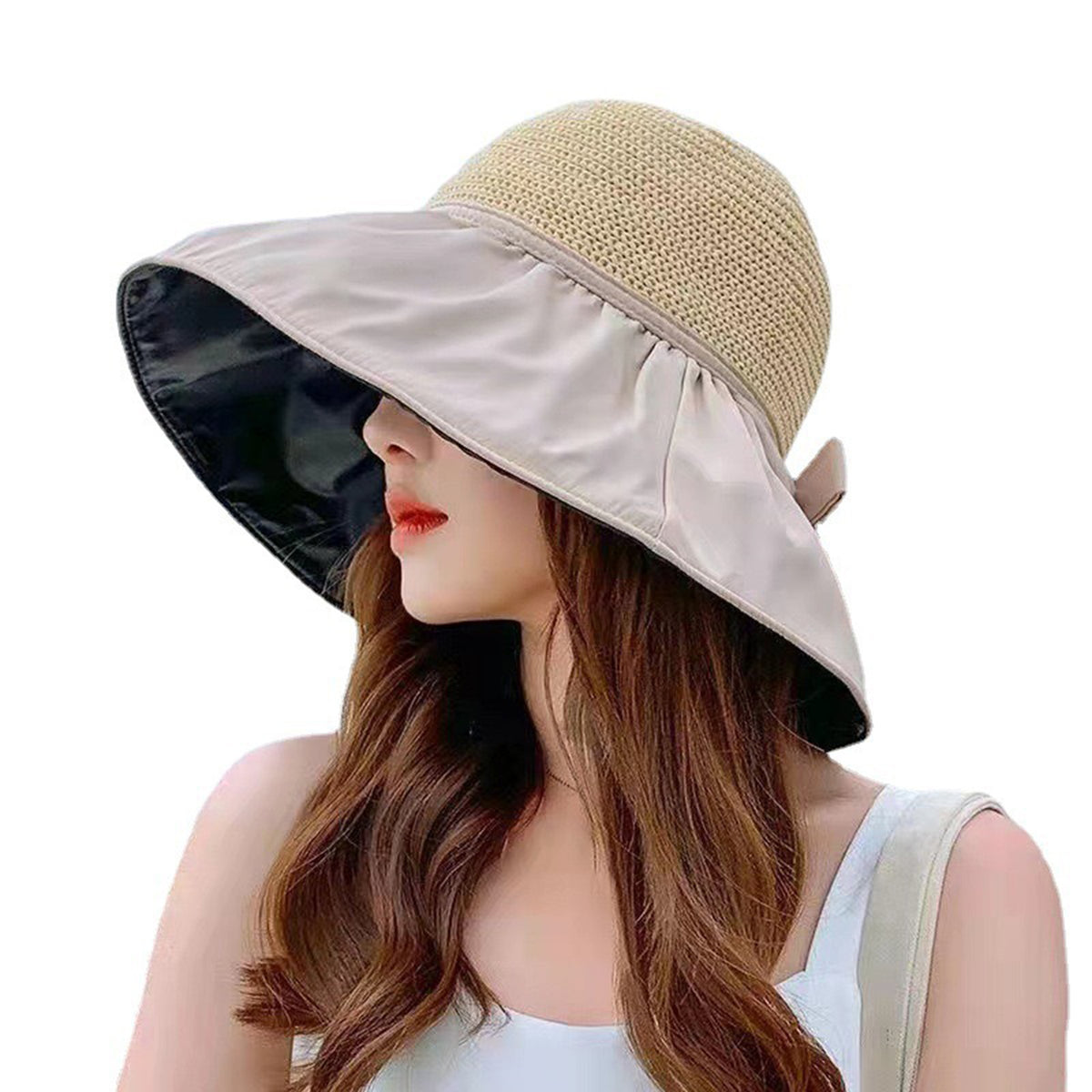 Women's Sun hat Sun Protection hat Women's Beach hat Wide Eaves Straw hat Foldable Sun hat