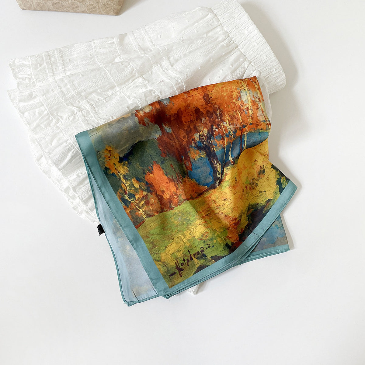 Custom 21" x 21" Satin Silk Feeling Head Scarf Women's Fashion Square Neck