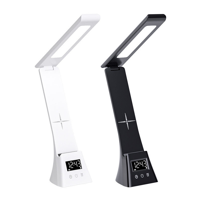 Time Display Dimmable Desk Lamp Wireless Charger Foldable Night Light For Home Office