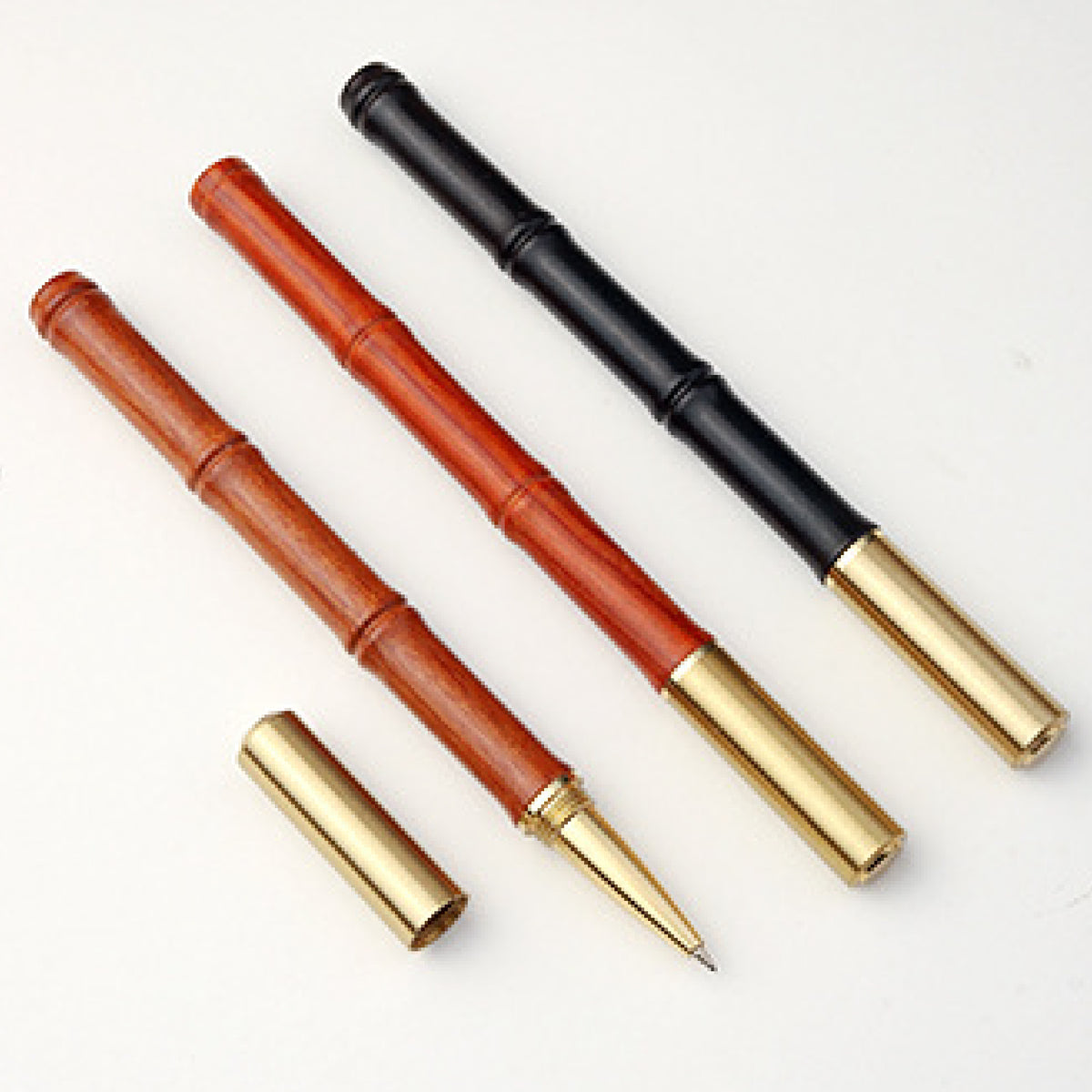 Bamboo Pen Luxury Wooden Pen Black Gel Pen with Cap for School, Office