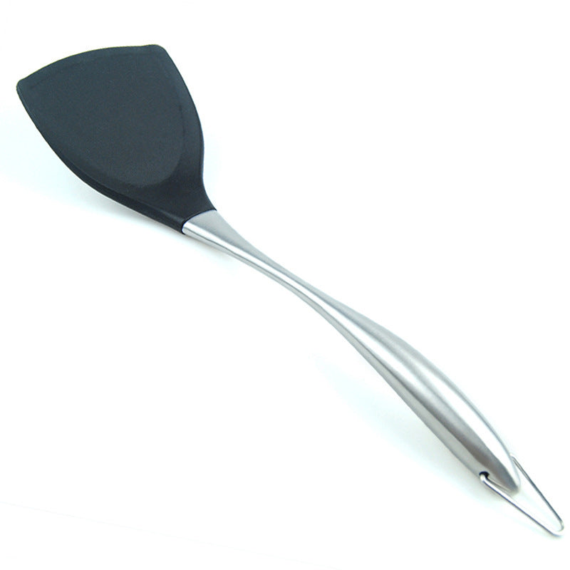 Silicone Solid Turner W/Stainless Steel Handle-Heat Resistant Silicone Tools Non-Stick Cookware