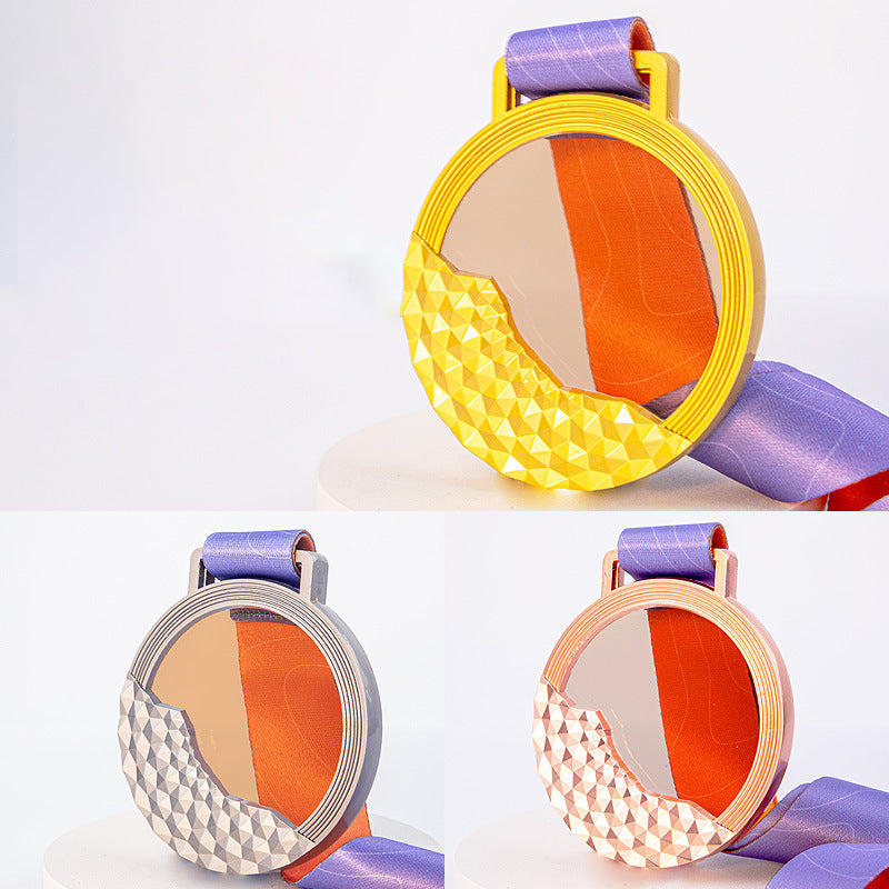 Geometric Orange Crystal Award Medal