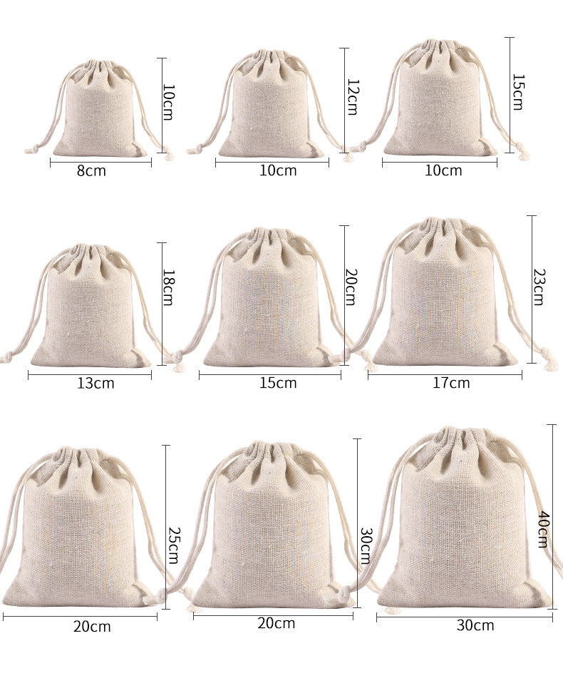 Custom 5.12" X 7.1" 8 Oz Flat Top Linen Cloth Drawstring Bags Jewelry Wedding Candy Gift Bags