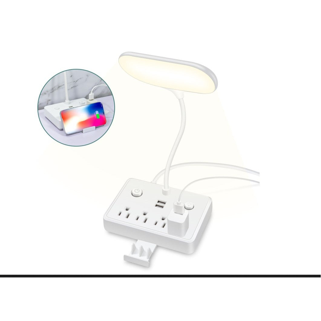 Surge Protector Power Strip w/USB Charging Ports w/Table Lamp w/Phone stand