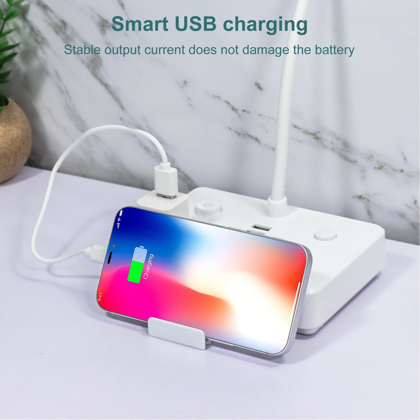 Surge Protector Power Strip w/USB Charging Ports w/Table Lamp w/Phone stand