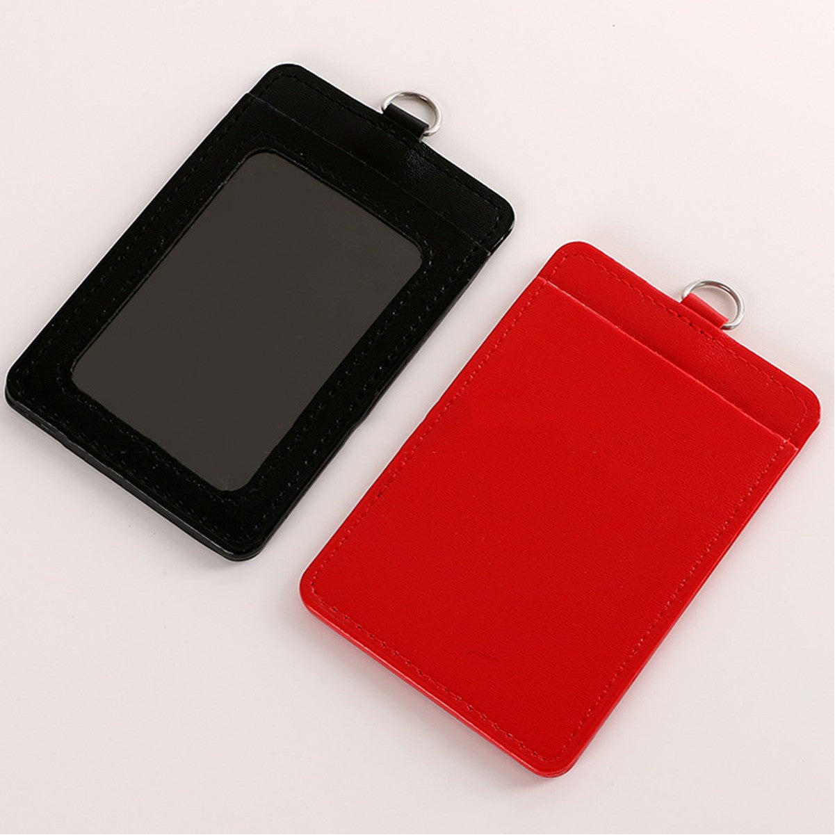 PU Leather ID Badge Card Holder With Lanyard