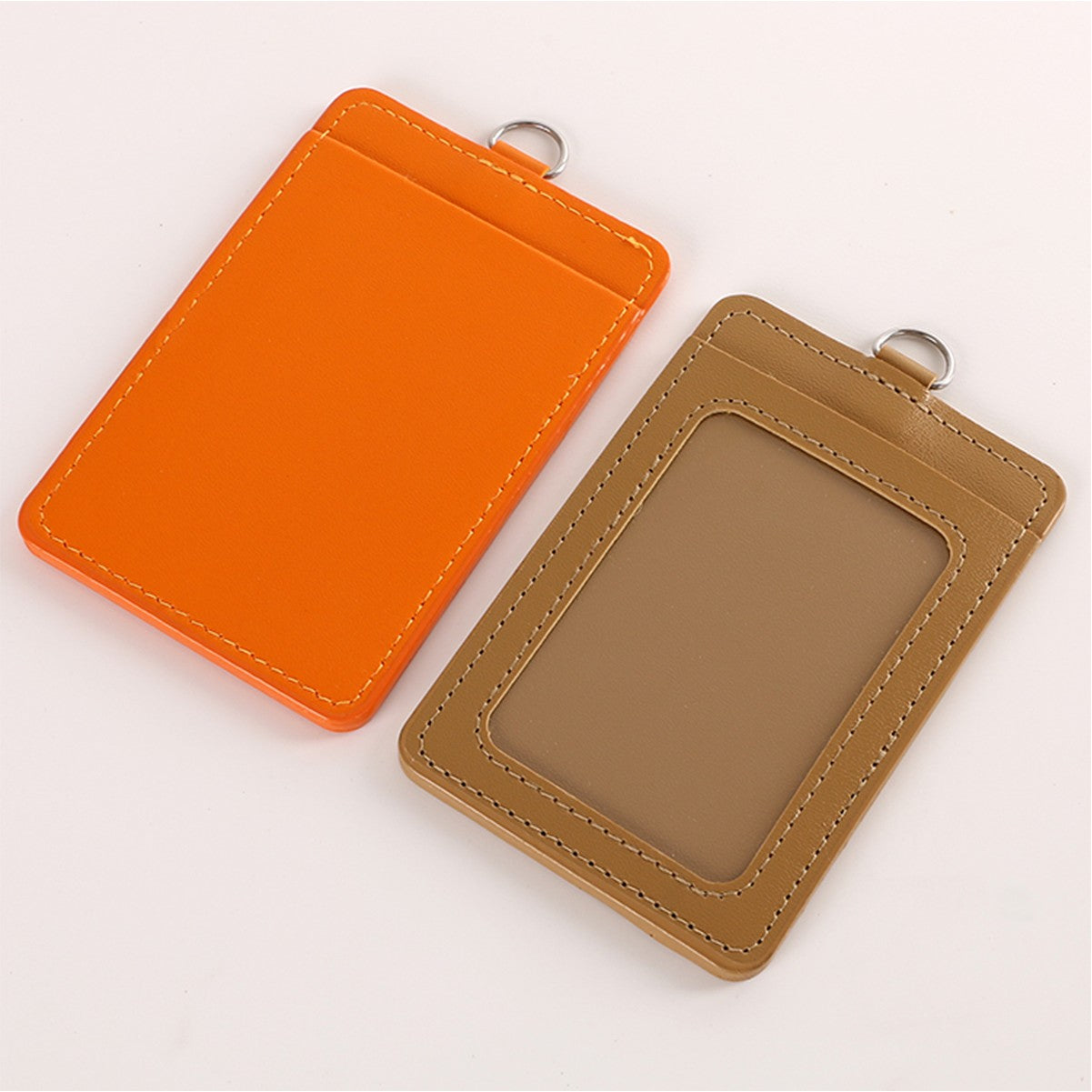PU Leather ID Badge Card Holder With Lanyard