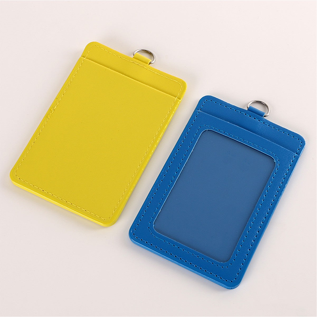 PU Leather ID Badge Card Holder With Lanyard