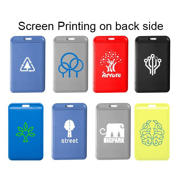 Custom Plastic Vertical Badge Holder w/Lanyard