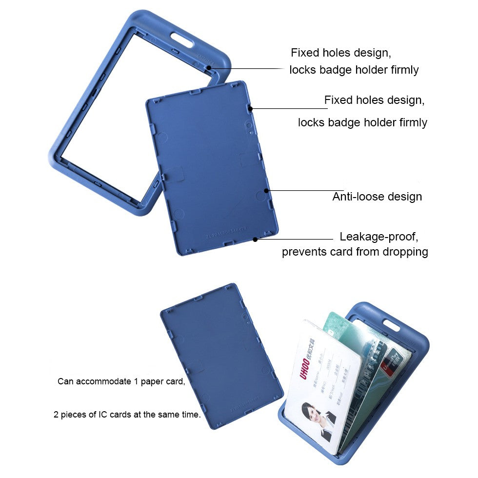 Custom Plastic Vertical Badge Holder w/Lanyard