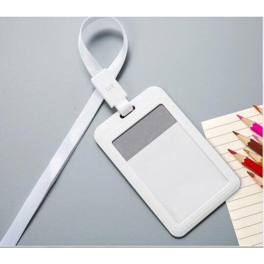 Custom Plastic Vertical Badge Holder w/Lanyard