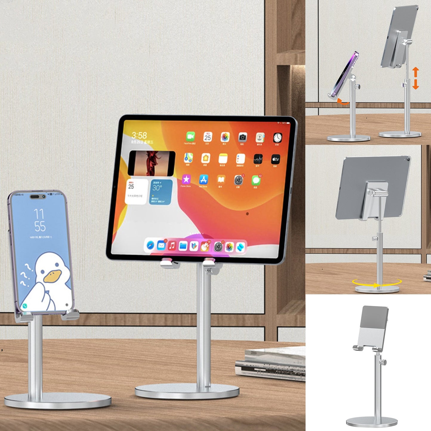 Adjustable Tablet Stand Holder Cell Phone Stand(Max 13 inch) Aluminum Alloy