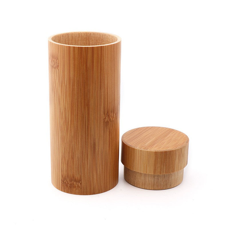 Cylindrical Bamboo Sunglasses Case