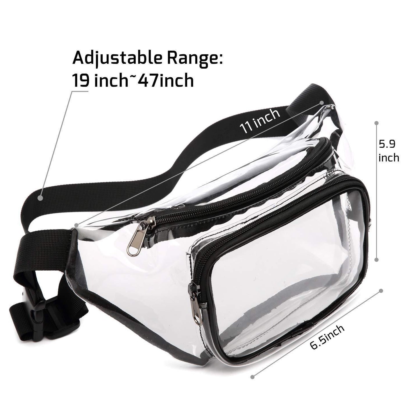 Transparent TPU Fanny Pack W/Two Zipper Pockets