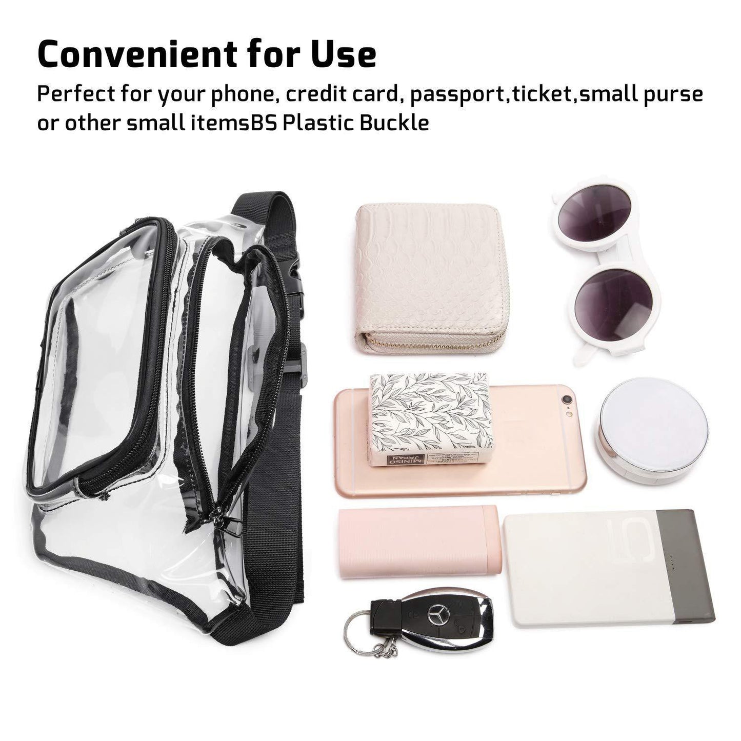 Transparent TPU Fanny Pack W/Two Zipper Pockets