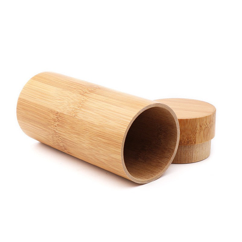 Cylindrical Bamboo Sunglasses Case