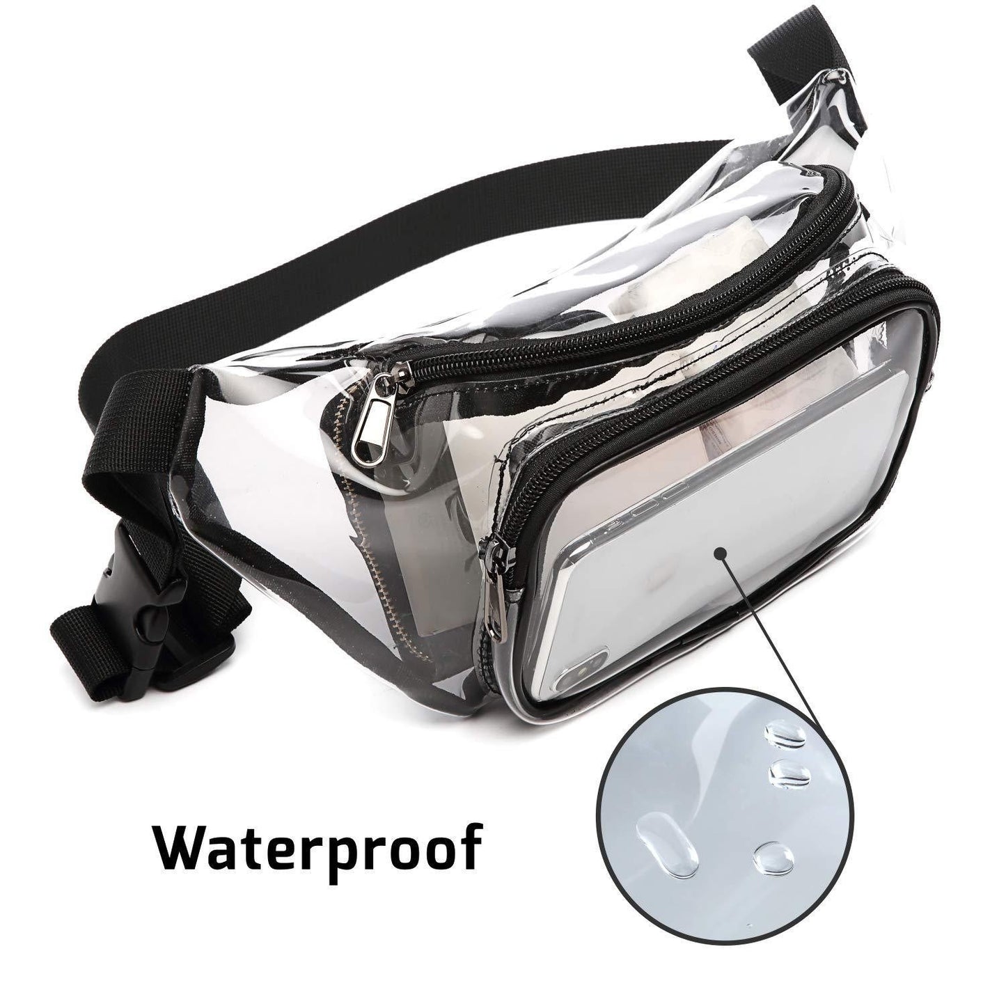 Transparent TPU Fanny Pack W/Two Zipper Pockets
