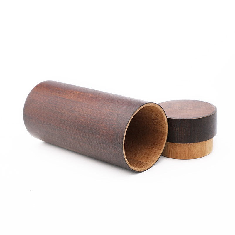 Cylindrical Bamboo Sunglasses Case