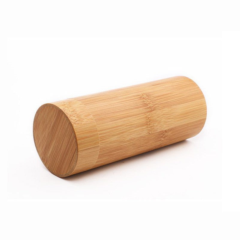 Cylindrical Bamboo Sunglasses Case