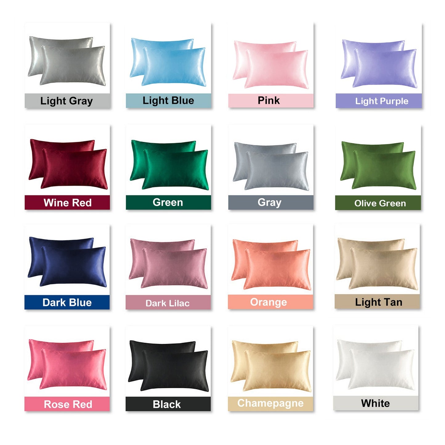 20 x 30 Inch Premium Square Satin Silk Throw Pillowcase - Envelope Closure