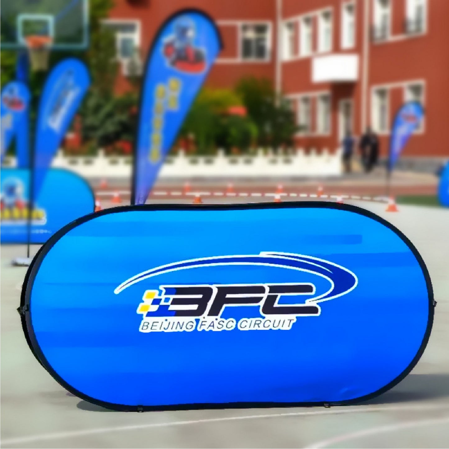 6.5 x 3 FT Oval Pop Out Banner Display Foldable Advertising Frame with Carry Bag