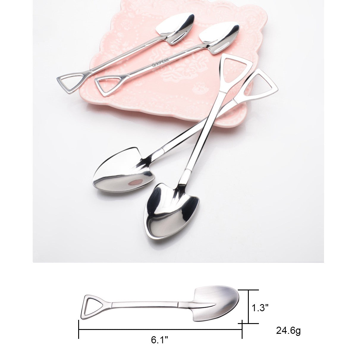 6 Inch Matt Surface #304 Stainless Steel Ice Cream Round Shovel Spoon