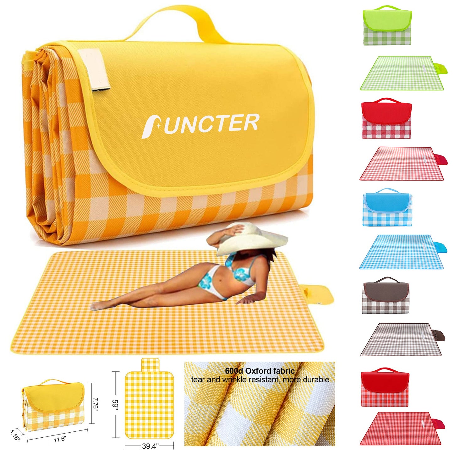 59x39 inch Outdoor Picnic Blanket Foldable Waterproof Sand Mat Beach mat for Travel Camping Hiking