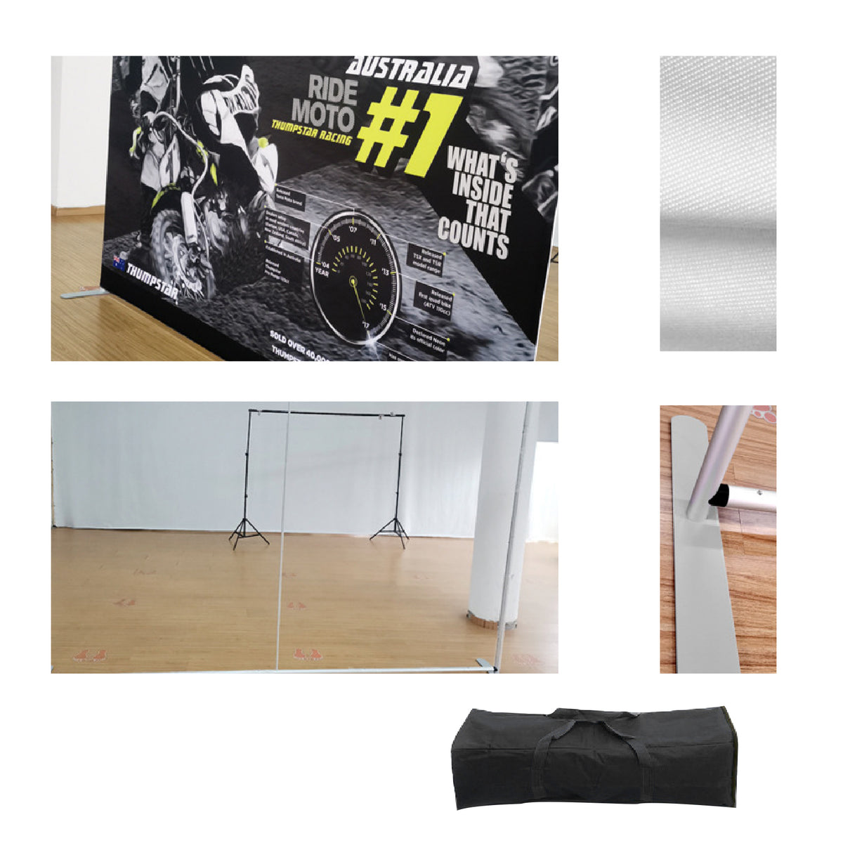 158 x 91 Tension Fabric Display Backdrop Fabric Banner Stand 13' Display Banner