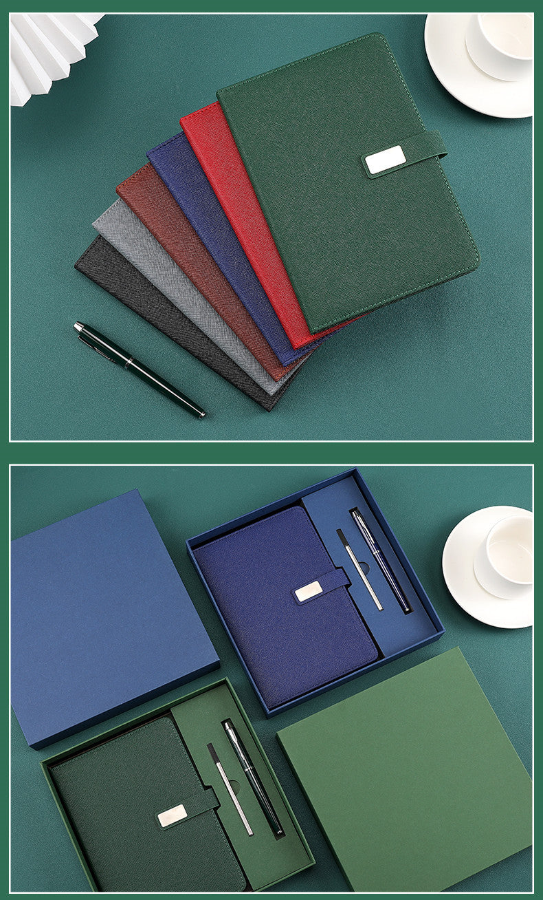Business Notebook And Pen Set With Gift Box A5 Notepad PU Leather Notebook With Pen Loop For Office