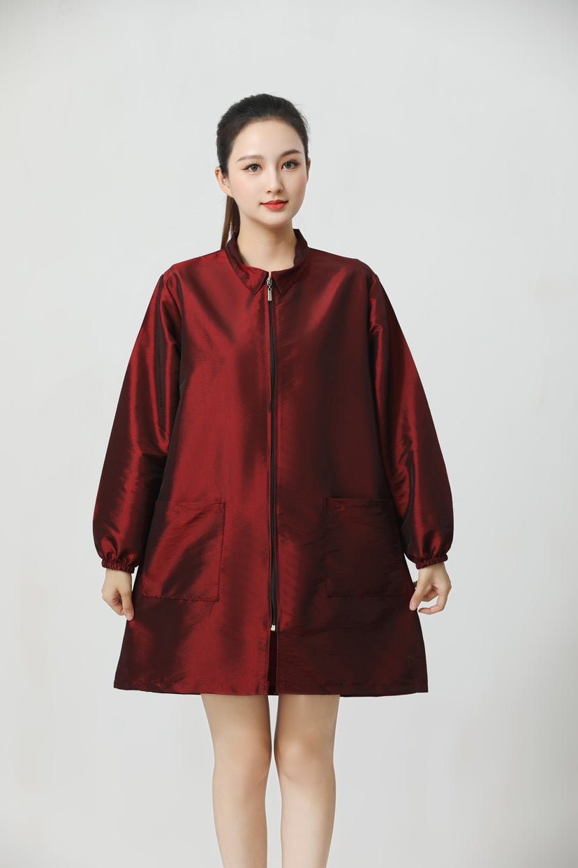 Salon Smock Professional Stylist Jacket Waterproof Haircut Cape Barber Apron-Lapel Style