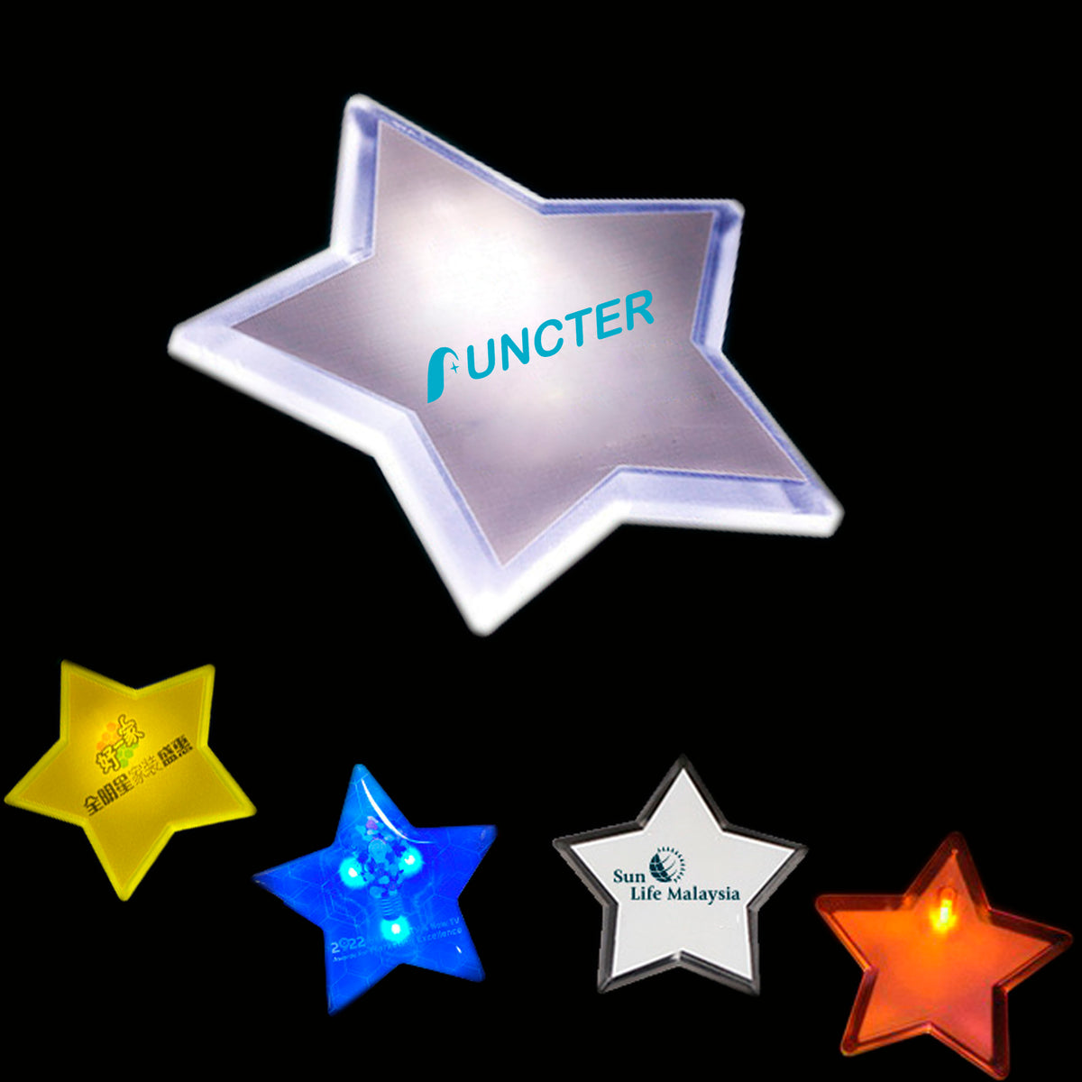Star Shape LED Acrylic Flashing Badge Brooch Pin