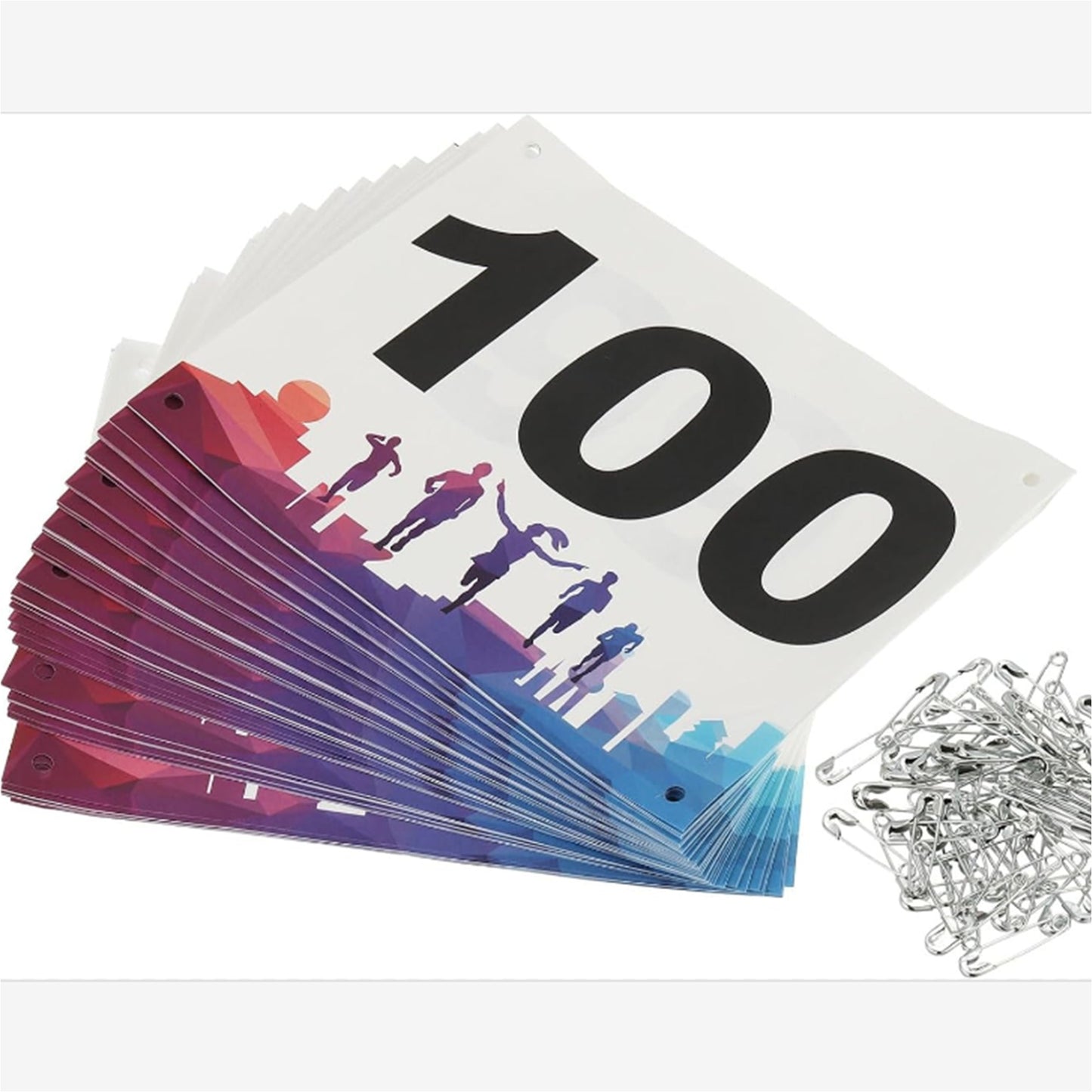 Custom 7.1" x 5.5" Waterproof Paper Race Numbers Bib Bike Number with Safety Pins