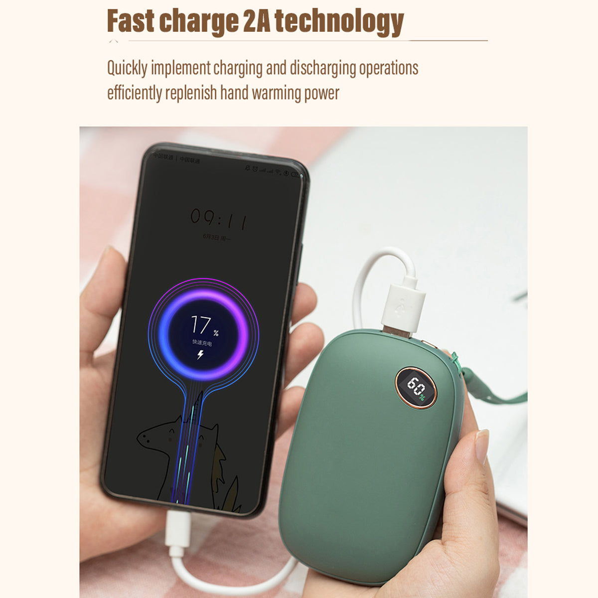 Portable Electric Hand Warmers Power Bank 10,000mAh for Winter