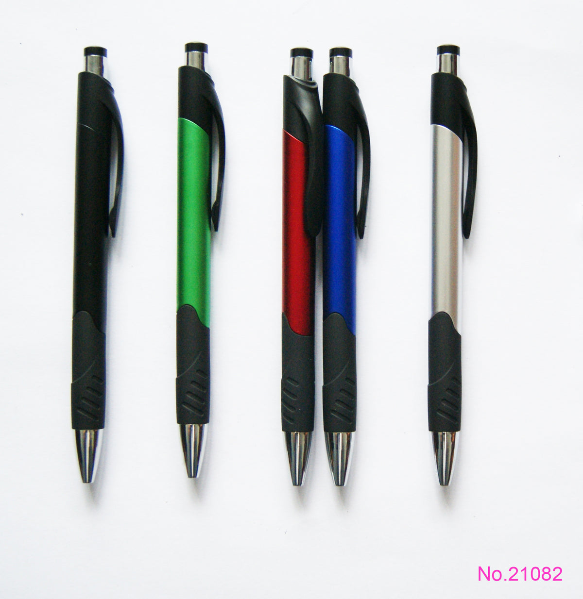 Chrome Plated Retractable Ballpoint Pen w/Rubber Tire Textured Grip