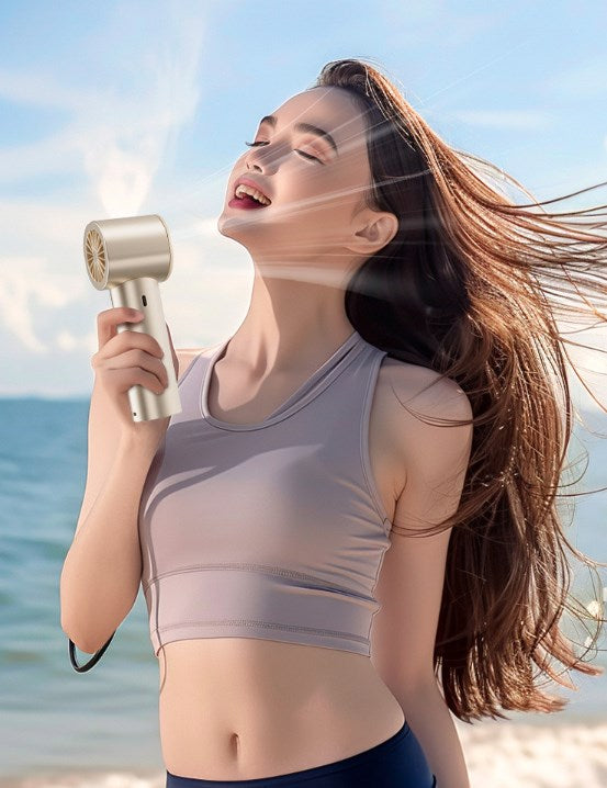 Mini Handheld Fan Rechargeable Portable Small Fan W/ 1-100 Stepless Adjusting & Battery Status