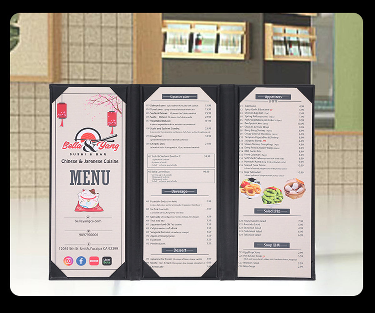 4.25 x 11" 3 Views Dinner Menu Cover