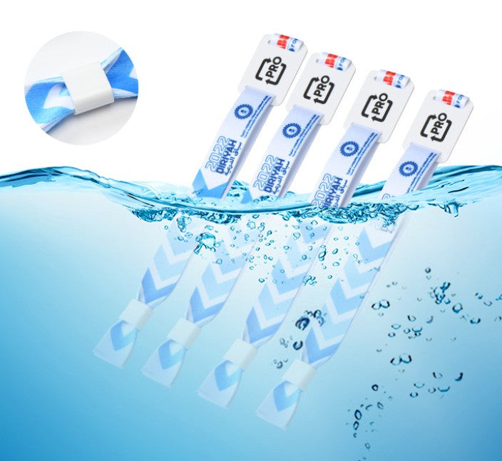 Custom Disposable Waterproof Woven Fabric Event Wristbands W/ One-Way Lock for Events, Festivals