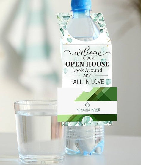 Custom Paper Hotel Water Bottle Hang Tags W/Name Card Slits