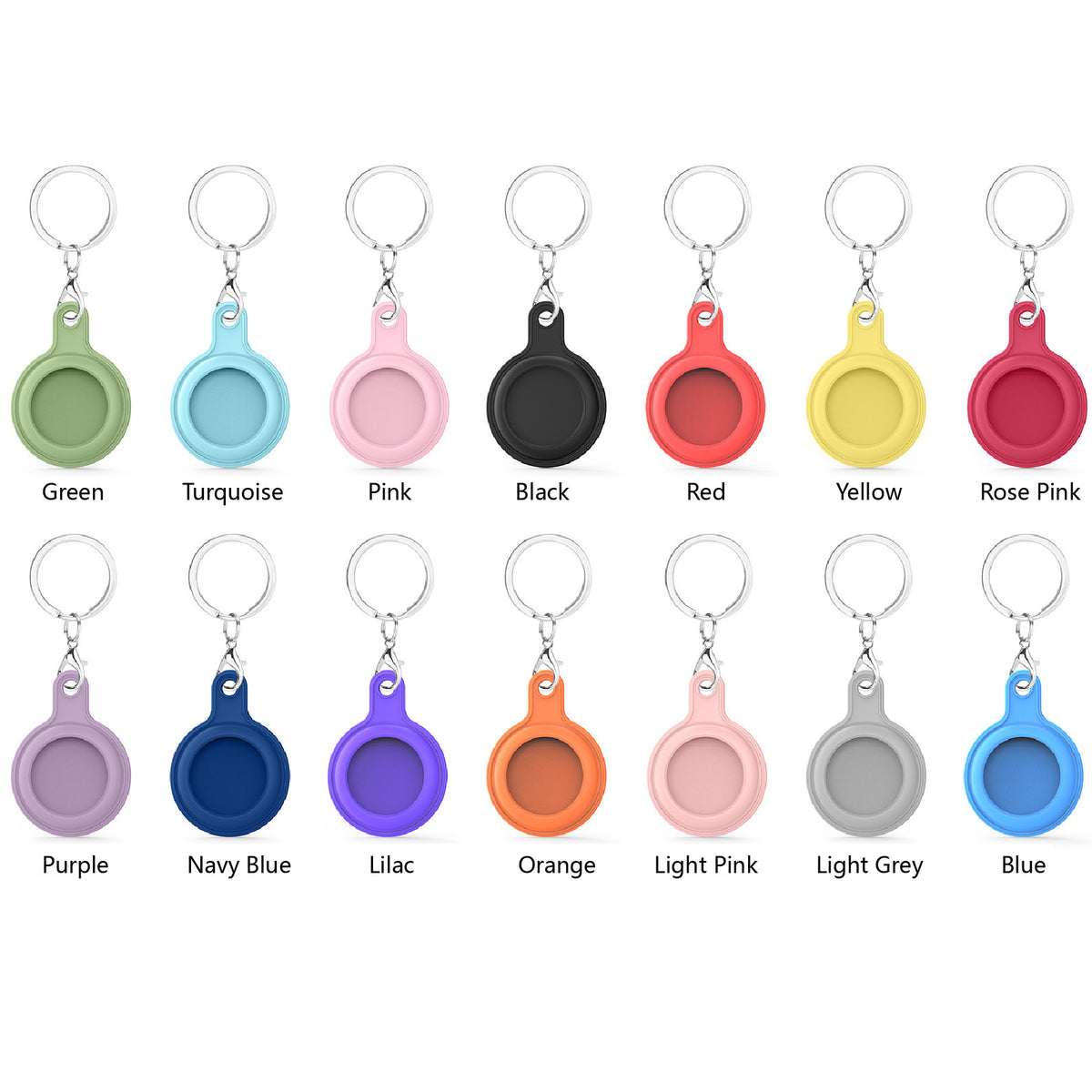 Silicone Key Tag Tracker Cover Access Card Sleeve Anti-Lost Protector Holder W/ Key Ring