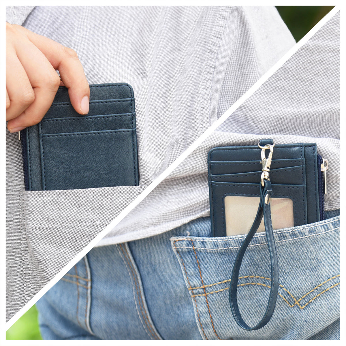 RFID PU Leather ID Card Holder Badge Holder Wallet With Lanyard & Strap