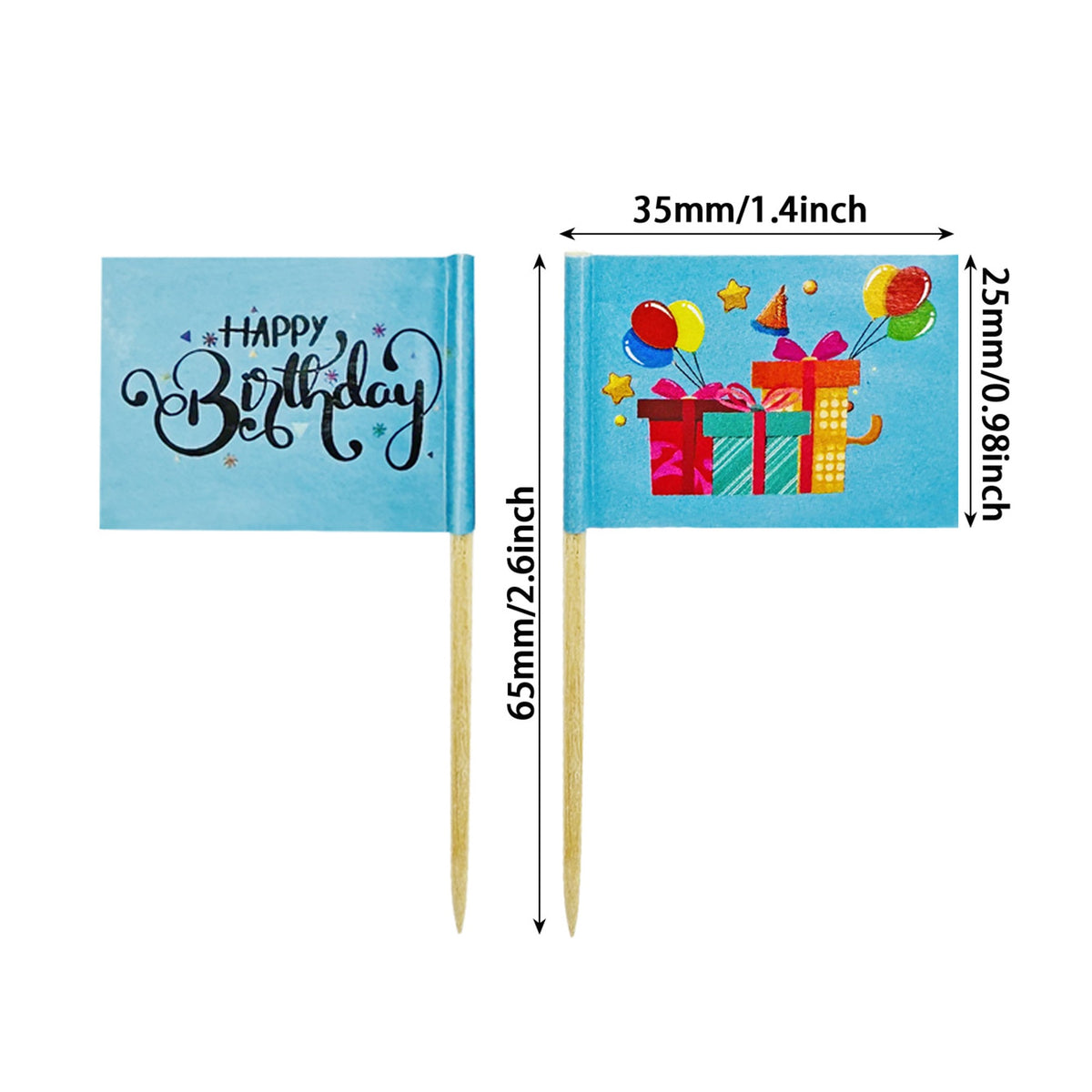 Custom 2.6"L Mini Stick Cupcake Toppers Toothpick Flags