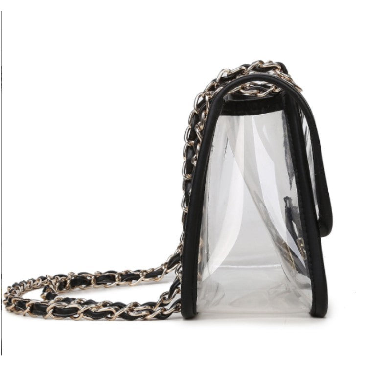 Women's PVC Transparent Clutch Clear Purse Crossbody Bag with Leather Strap Stadium Approved Bag