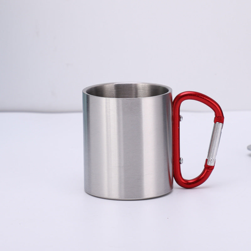 Double Wall 7.5 OZ Stainless Steel Cup Travel Mug w/Carabiner Handle