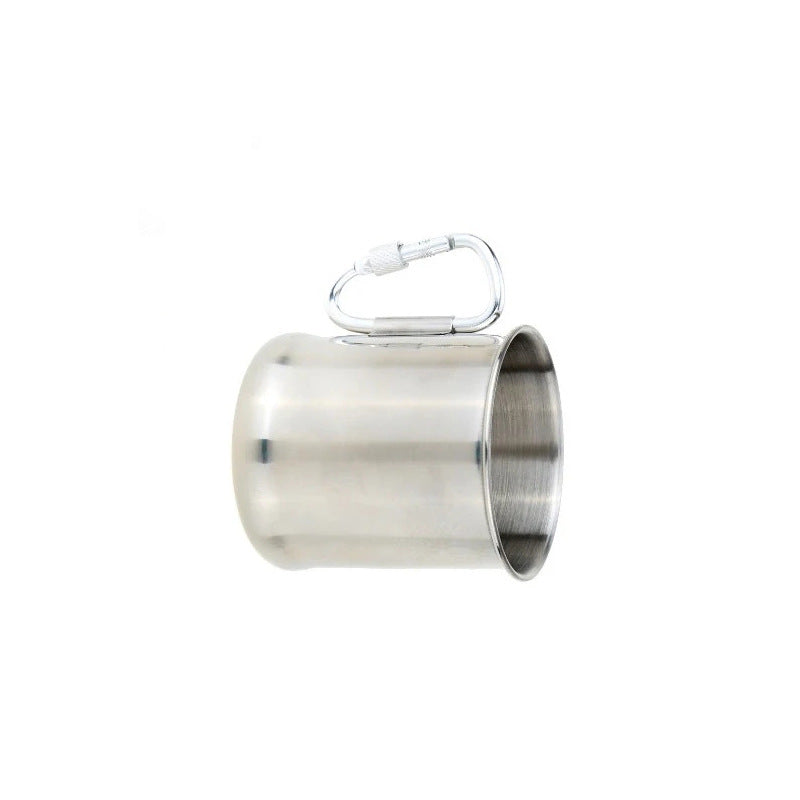 Silver 10 OZ Stainless Steel Cup Travel Mug w/Carabiner Handle