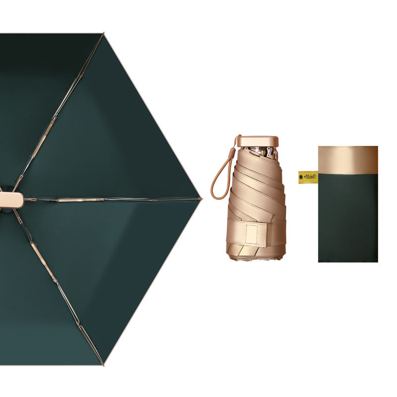 6 Fold Travel Lightweight Protable Pocket Mini Umbrella Manual Open 6 Panels Umbrella