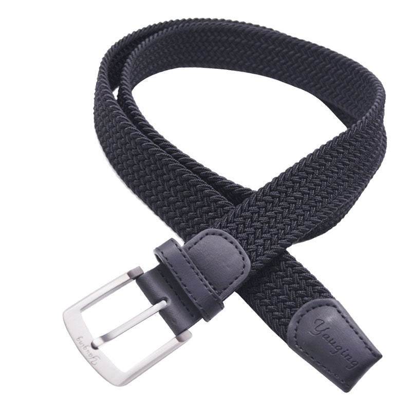 Genuine Leather Head Elastic Non Perforated Woven Elastic Belt Jeans Elastic Belt Woven Belt