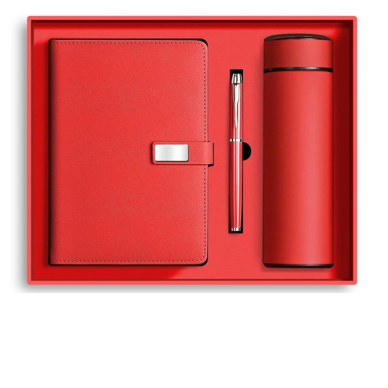 A5 PU Leather Rings Binder Notebook Gift Set with Pen and Vacuum Cup