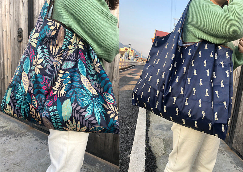 210D Oxfod Foldable Shopping Bag Lightweight Waterproof Shoulder Storage Bag