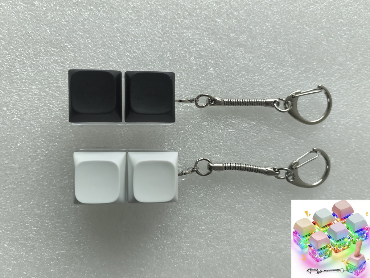 Full Color LED Light Two Key Keyboard Fidget Toys Keyboard Clicker Keychain